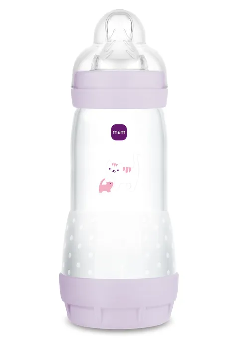 MAM Biberon Easy Start 320 ml, Biberon anticolica per allattamento misto, Riduce le bolle d'aria e il rischio di coliche, Accessori neonati 4+ mesi autosterilizzanti e con tettarella misura 3, Rosa