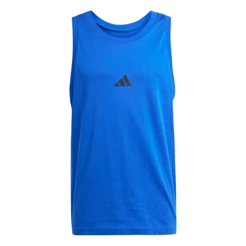 adidas Uomo Essentials Small Logo Single Jersey Tank Top Shirt, Team Royal Blue/Black, XXL