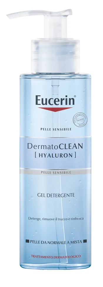 Eucerin DermatoClean Gel Detergente Viso 200 ml, Foaming cleanser idratante e