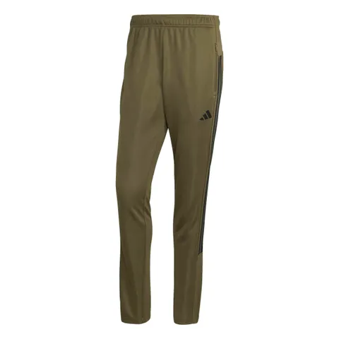 adidas Uomo Workout Essentials all-Set 3-Stripes Knit Pants, Olive Strata/Black, XS