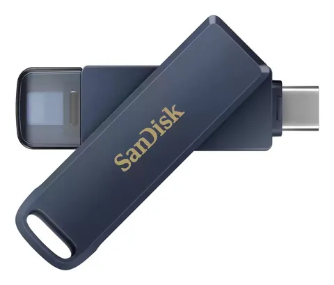 SanDisk 64GB Phone Drive chiavetta USB per iPhone/iPad, PC e Mac (2-in-1 archiviazione iPhone, con connettori Lightning e USB-C Backup Automatico, Protezione Tramite Password) Metallic Sky