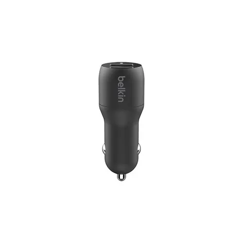 Belkin Doppio caricabatteria da auto USB da 24 W + Cavo Lightning (Caricabatteria con 2