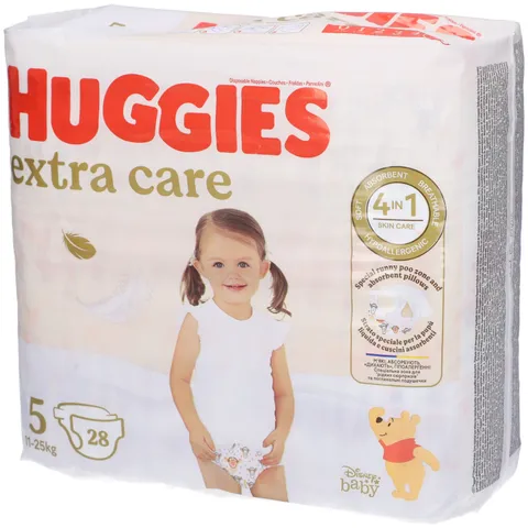 Huggies Extra Care, Pannolini Taglia 5 (12-17 Kg), Ultra assorbente, Protezione Completa, Design Disney, 28 Pz