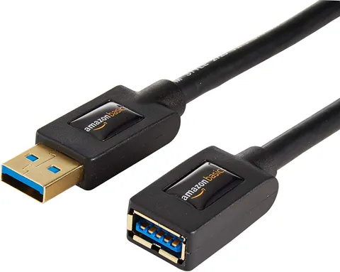 Amazon Basics Cavo prolunga USB-A 3.0 maschio/A femmina, 1.8 m, confezione da 2, Nero