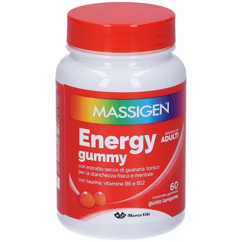 Massigen - Energy Gummy, Integratore Alimentare con Guaranà e Caffeina, Vitamine Gommose