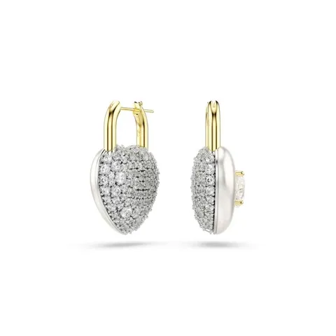 Swarovski Orecchini pendenti Idyllia, Taglio misto, Cuore, Bianchi, Placcato color oro