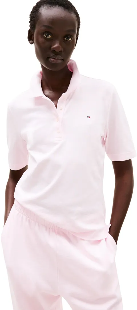 Tommy Hilfiger Maglietta Polo Maniche Corte Donna Regular Fit, Rosa (Light Pink), XL
