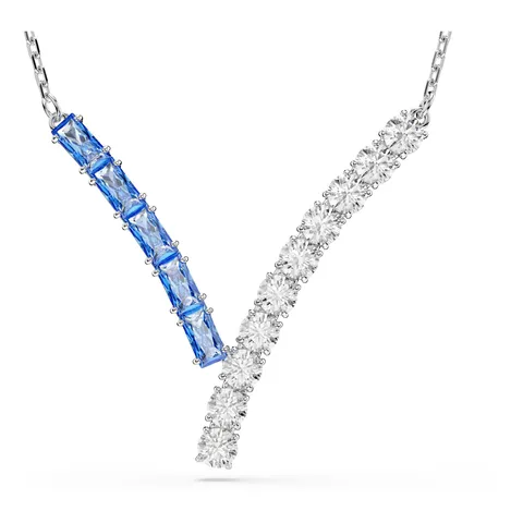 Swarovski Matrix Collana Pendente, Gioiello con Zirconia Trasparenti e Blu, Taglio Misto