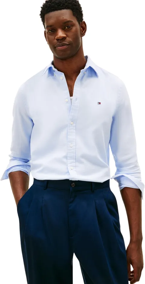 Tommy Hilfiger Camicia da Uomo Flex Dobby SF MW0MW41684 L/S, Blu, S, Blu (Sweet Blue), S