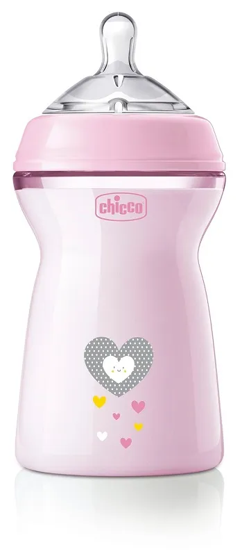 Chicco Natural Feeling Biberon Anticolica 6 Mesi + da 330 ml, Biberon con Tettarella in