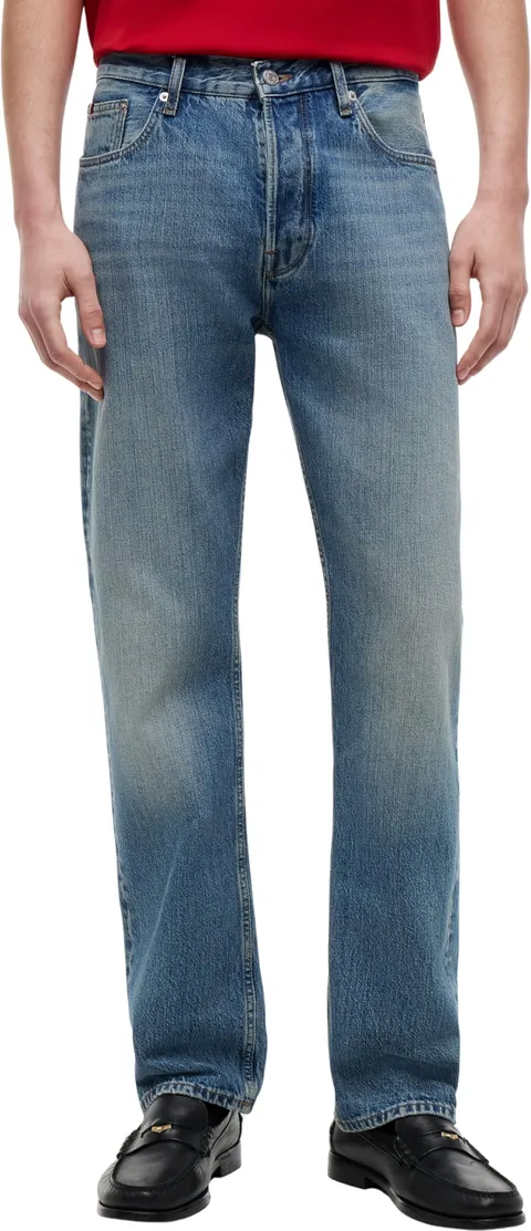 Tommy Hilfiger MW0MW42806 - Cravatta da Uomo Dritta, Colore Blu, Taglia 40 W/28 L, Denim