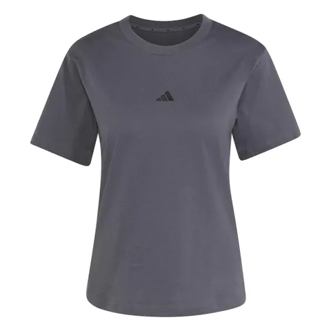 adidas Femme Essentials Small Logo Cotton T-Shirt, Grey Six/Black, XS