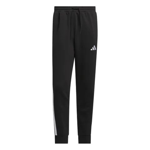 adidas Uomo Essential Three Stripes Fleece Pants, Black/White, L