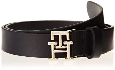 Tommy Hilfiger Donna Cintura TH Logo 2.5 Cintura in Pelle, Blu (Space Blue), 90 cm