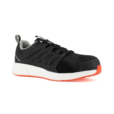 Reebok Sneakers di Sicurezza in Rete di Nylon Nero e Verde Lime Punta composita S1P SRC