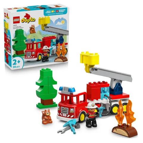 LEGO Duplo Autopompa con Manichetta e Pompiere - Gioco Didattico per la Motricità Fine