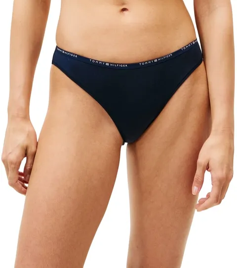Tommy Hilfiger Donna Slip Taglio Bikini Cheeky con Fascia con Logo, Blu (Dark Night
