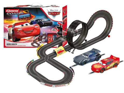 Carrera - 20062477 Toys GO Disney Pixar Cars Neon Nights Set Pista da Scontro e Due