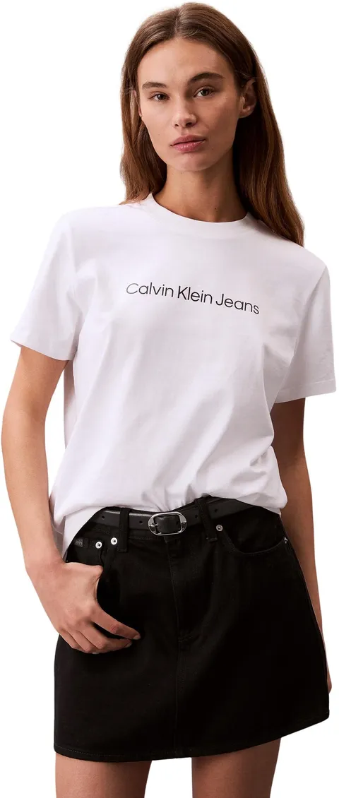 Calvin Klein Donna T-Shirt Maniche Corte Logo Classic Regular Fit, Bianco (Brilliant White), M