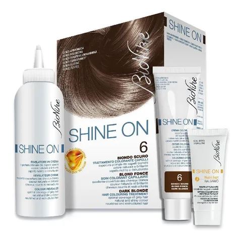 Bionike Shine On - Trattamento Colorante Capelli N.6 Biondo Scuro, Kit Tinta per Cute
