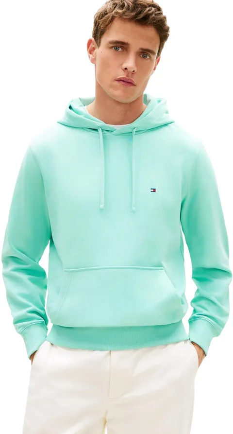 Tommy Hilfiger Uomo Felpa con Cappuccio Essential Terry con Tasca a Marsupio, Turchese