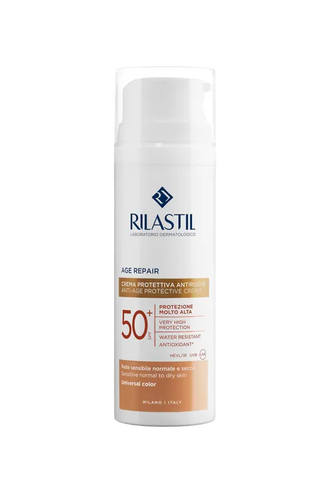 Rilastil Age Repair Crema SPF50+, Emulsione Cremosa Viso, Crema Solare Viso Colore