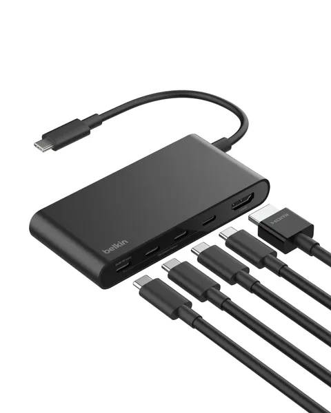 Belkin Hub USB C, Hub a 5 Porte con HDMI 4K 60Hz, Power Delivery 100W, Trasferimenti Dati