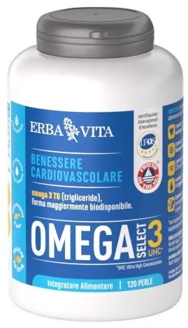 ERBA VITA Omega 3 UHC - 120 Perle - Integratore alimentare ricco in acidi grassi Omega-3