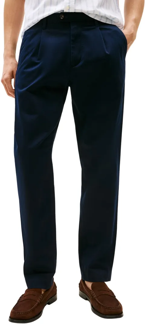 Tommy Hilfiger Uomo Pantaloni Chino Harlem Satin Relaxed Fit, Blu (Desert Sky), 30W/32L