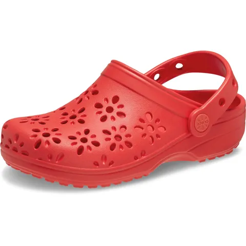 Crocs Classic Floral Cut Out Clog K, Zoccoli Unisex - Bambini e Ragazzi, Cherry Red