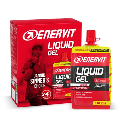Enervit, Liquid Gel Agrumi con Caffeina, Gel Energetico, 25mg di Caffeina, Per Sport ad