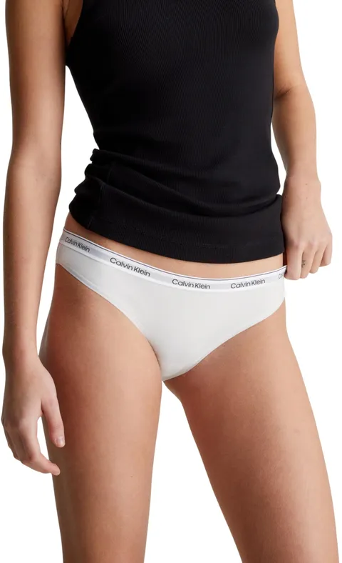Calvin Klein Donna Slip Taglio Bikini con Fascia con Logo, Bianco (White), M