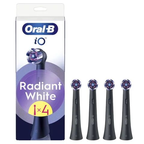 Oral-B Testine di Ricambio iO Radiant White, Nere, 4 Ricambi - 4 Testine di Ricambio per