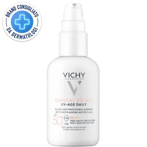 Vichy Capital Soleil, UV-Age Daily SPF 50+, Fluido Anti-Fotoinvecchiamento, Per Tutti i