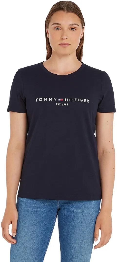 Tommy Hilfiger Donna T-Shirt Maniche Corte Heritage Scollo Rotondo, Blu (Desert Sky), M