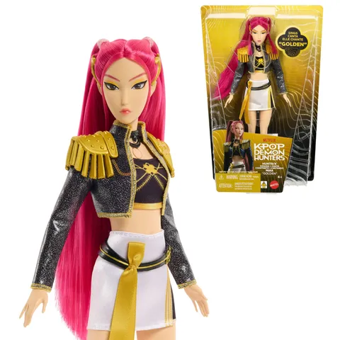 Mattel KPop Demon Hunters - Mira di Huntr/X, bambola che canta "Golden" e indossa