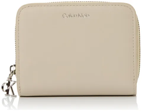 Calvin Klein Portafoglio da donna medio con cerniera, Bianco (fieno chiaro), Taglia unica