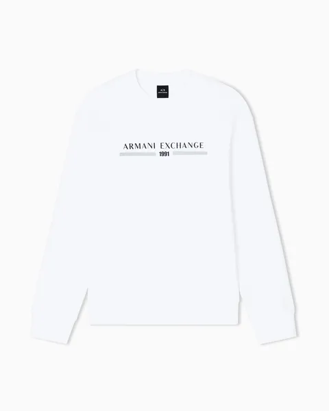 Armani Exchange Felpa da Uomo, a Maniche Lunghe, con Logo Big Front Relaxed Fit, Colore