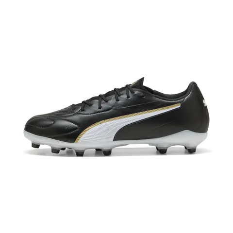 PUMA Scarpe da Calcio Unisex King 20 Match FG/AG, Colore Nero e Oro Bianco, Taglia 39