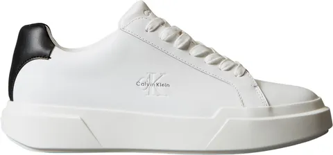 Calvin Klein Uomo Sneakers con Suola Preformata Chunky Laceup in Pelle, Bianco (Bright White/Black), 43