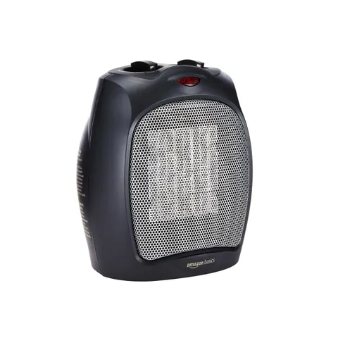 Amazon Basics Termoventilatore in ceramica da 1800 Watt con termostato regolabile - Nero