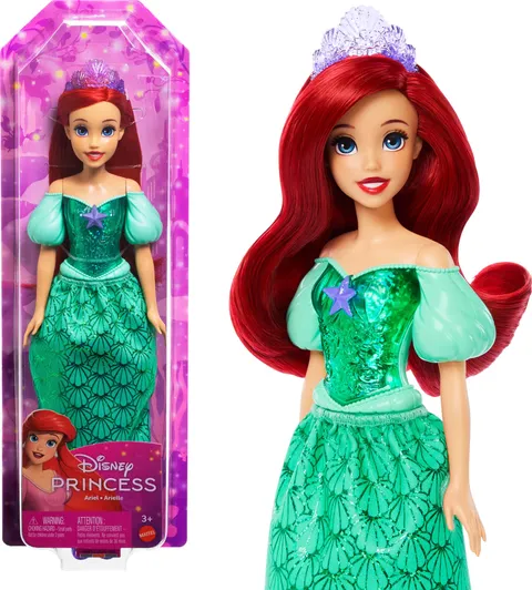 Mattel Disney Princess - Ariel bambola con capi e accessori scintillanti ispirati al