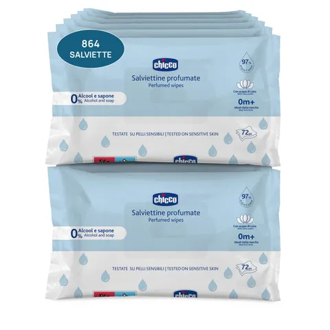 Chicco Salviettine Neonato Detergenti Multiuso, Megapack 864 pezzi
