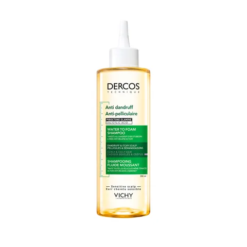 Vichy Dercos Shampoo Anti-Forfora Acqua-Mousse, Per Capelli Ricci e Crespi, Azione