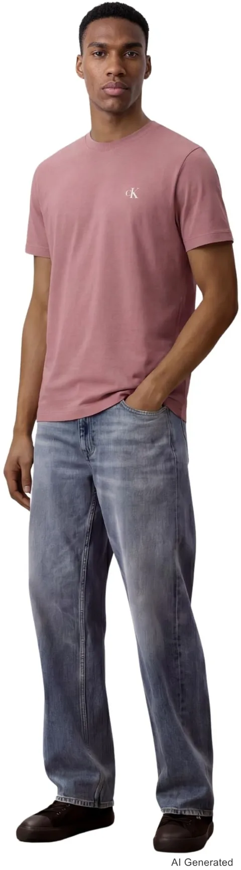 Calvin Klein Uomo T-Shirt Maniche Corte Classic Monogram Tee con Scollo Rotondo, Rosa
