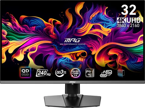 msi MPG 321URX QD-OLED 31,5" 4K UHD Gaming Monitor - Pannello OLED Quantum Dot 3840 x 2160, 240Hz / 0,03ms, 99% DCI-P3, ΔE≤2, DisplayHDR True Black 400, KVM, RGB - DP 1.4a, HDMI 2.1, USB Type-C