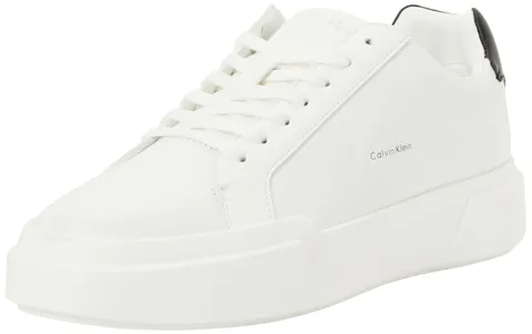 Calvin Klein Donna Sneakers con Suola Preformata Chunky Laceup in Pelle, Bianco (Bright White/Black), 36