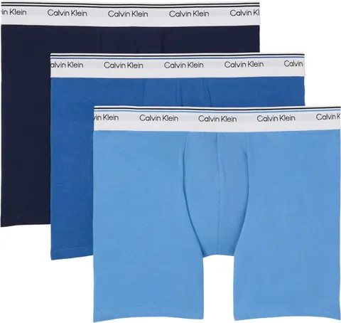 Calvin Klein Uomo Pantaloncini Boxer Confezione da 3 Balance Vita Bassa, Multicolore (Turbulence/CK CK Logo_Black/ Black), L