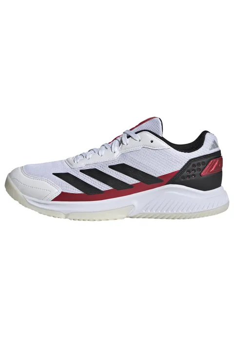 Adidas Uomo Courtquick Mens Padel Shoes, Cloud White/Core Black/Lucid Red, 36 2/3 EU