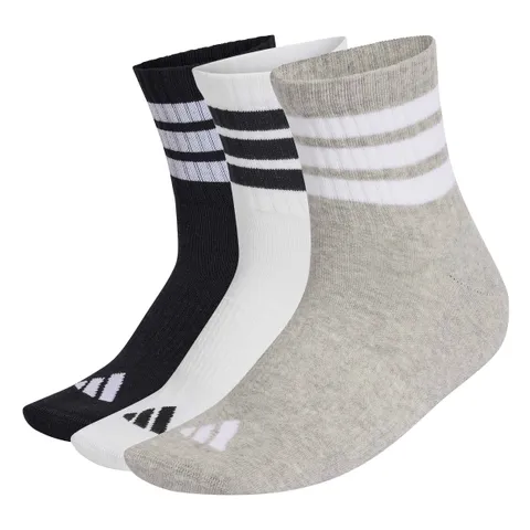 adidas Unisex - Adulto 3 Stripes Cushioned Sportswear Mid Cut Socks 3 Pair Pack, medium